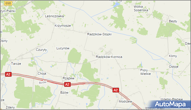 mapa Radzików-Kornica, Radzików-Kornica na mapie Targeo