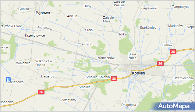 mapa Rębiechów, Rębiechów na mapie Targeo