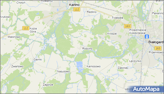 mapa Rościno, Rościno na mapie Targeo