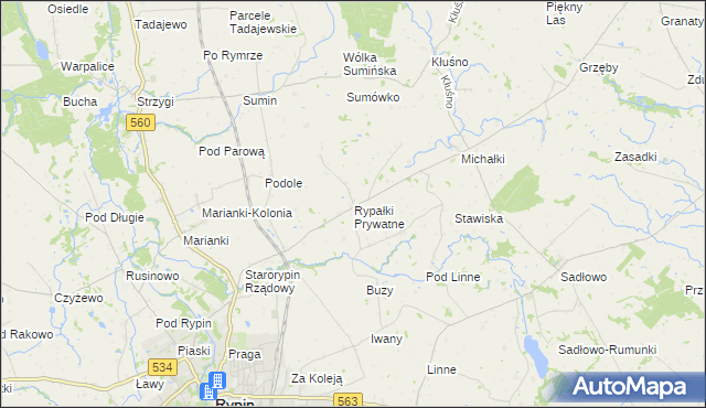 mapa Rypałki Prywatne, Rypałki Prywatne na mapie Targeo