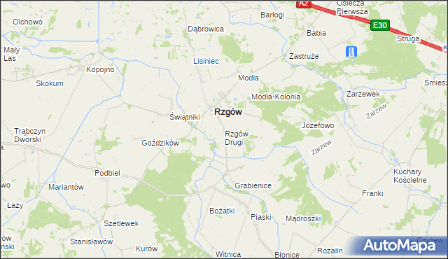 mapa Rzgów Drugi, Rzgów Drugi na mapie Targeo