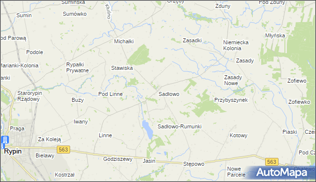 mapa Sadłowo gmina Rypin, Sadłowo gmina Rypin na mapie Targeo