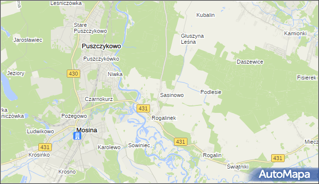 mapa Sasinowo, Sasinowo na mapie Targeo