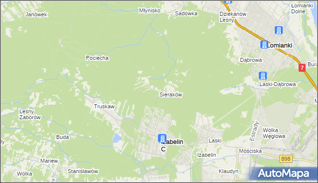 mapa Sieraków gmina Izabelin, Sieraków gmina Izabelin na mapie Targeo