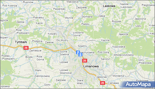 mapa Sowliny, Sowliny na mapie Targeo