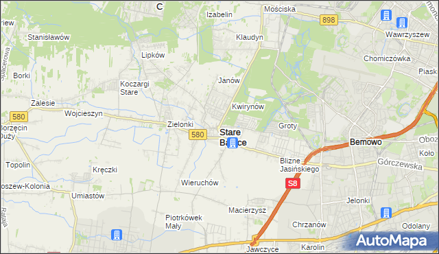 mapa Stare Babice, Stare Babice na mapie Targeo