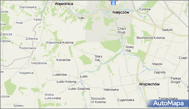 mapa Stary Gaj gmina Wojciechów, Stary Gaj gmina Wojciechów na mapie Targeo