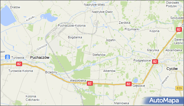 mapa Stefanów gmina Cyców, Stefanów gmina Cyców na mapie Targeo