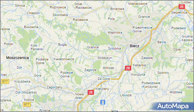 mapa Strzeszyn gmina Biecz, Strzeszyn gmina Biecz na mapie Targeo
