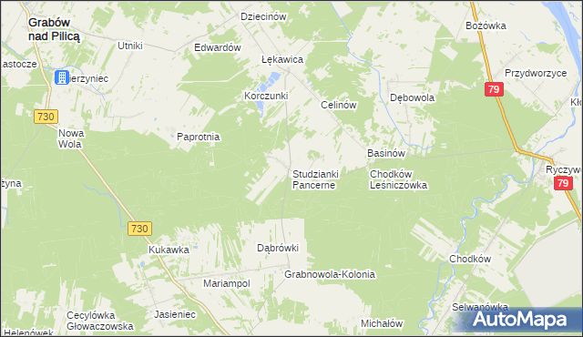 mapa Studzianki Pancerne, Studzianki Pancerne na mapie Targeo