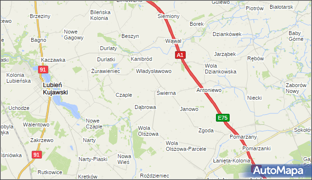 mapa Świerna, Świerna na mapie Targeo