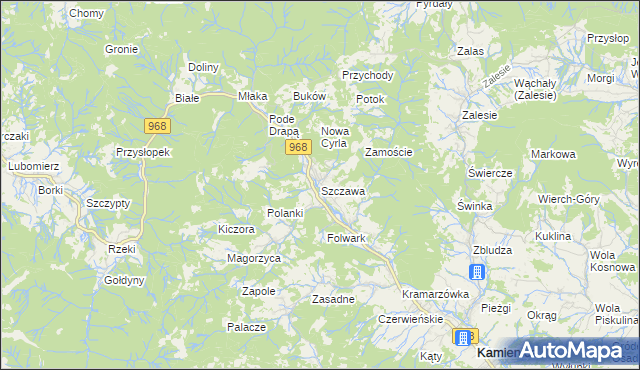 mapa Szczawa, Szczawa na mapie Targeo