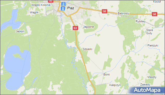 mapa Szparki, Szparki na mapie Targeo