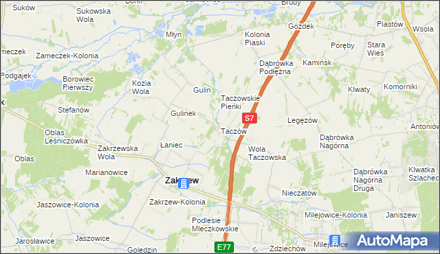 mapa Taczów, Taczów na mapie Targeo