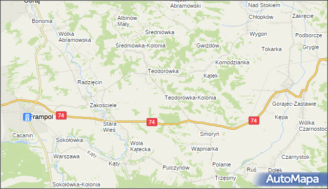 mapa Teodorówka-Kolonia, Teodorówka-Kolonia na mapie Targeo