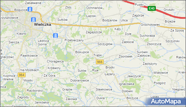 mapa Trąbki gmina Biskupice, Trąbki gmina Biskupice na mapie Targeo