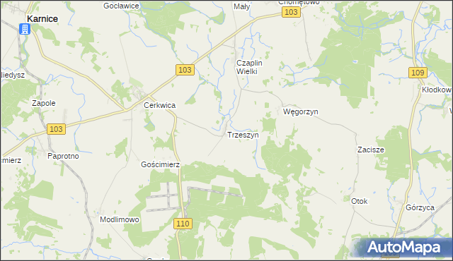 mapa Trzeszyn, Trzeszyn na mapie Targeo