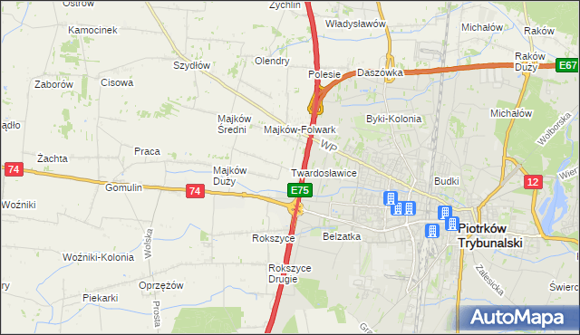 mapa Twardosławice, Twardosławice na mapie Targeo