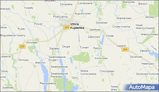 mapa Tymień gmina Izbica Kujawska, Tymień gmina Izbica Kujawska na mapie Targeo