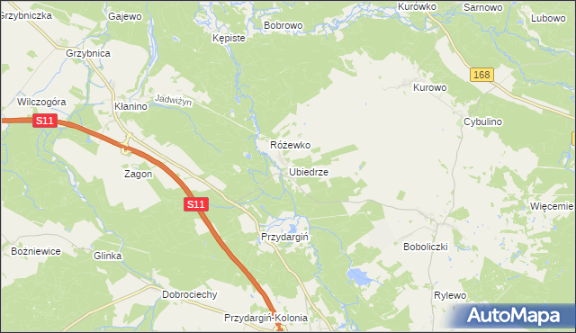 mapa Ubiedrze, Ubiedrze na mapie Targeo