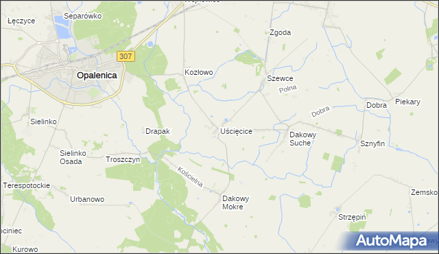 mapa Uścięcice, Uścięcice na mapie Targeo