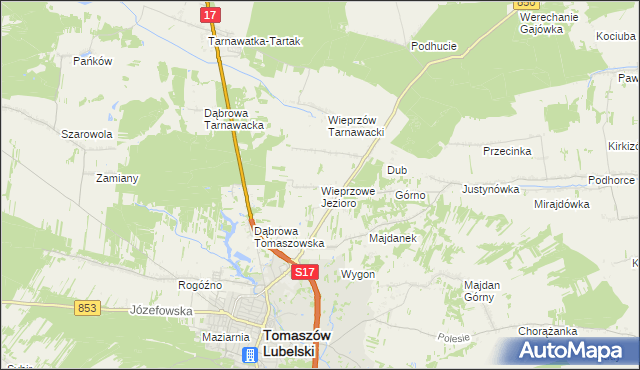 mapa Wieprzowe Jezioro, Wieprzowe Jezioro na mapie Targeo