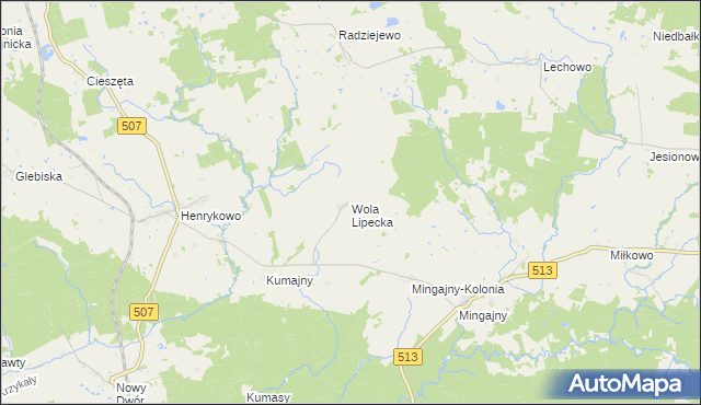 mapa Wola Lipecka, Wola Lipecka na mapie Targeo