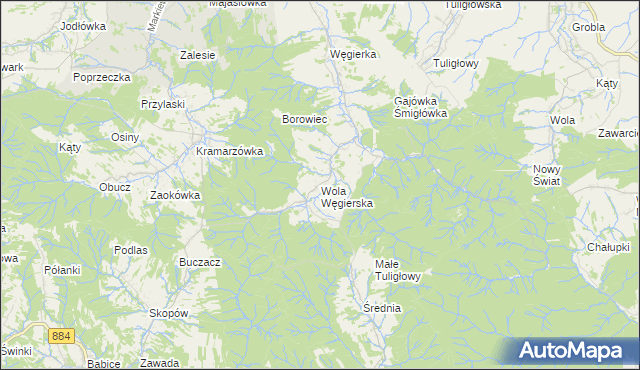 mapa Wola Węgierska, Wola Węgierska na mapie Targeo