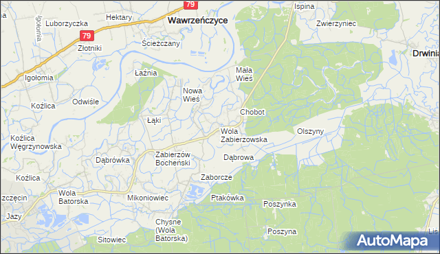 mapa Wola Zabierzowska, Wola Zabierzowska na mapie Targeo