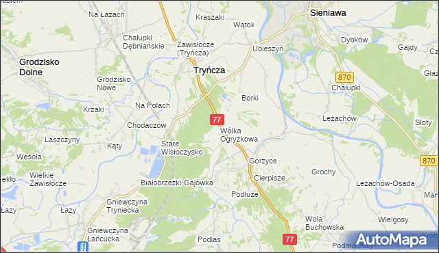 mapa Wólka Ogryzkowa, Wólka Ogryzkowa na mapie Targeo