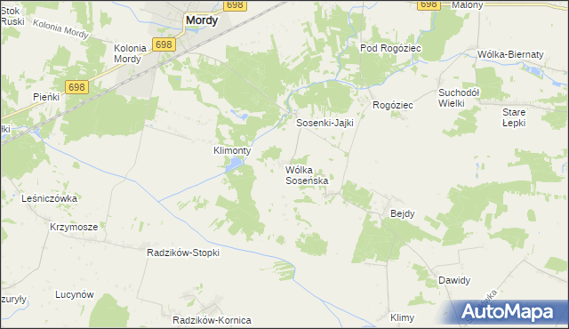 mapa Wólka Soseńska, Wólka Soseńska na mapie Targeo