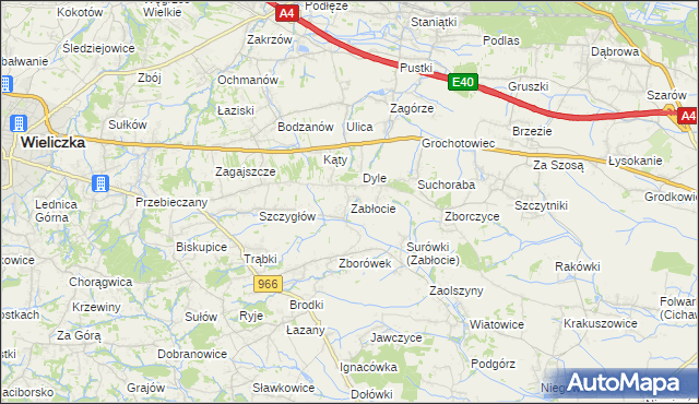 mapa Zabłocie gmina Biskupice, Zabłocie gmina Biskupice na mapie Targeo