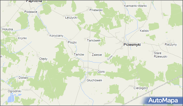 mapa Zalesie gmina Przesmyki, Zalesie gmina Przesmyki na mapie Targeo