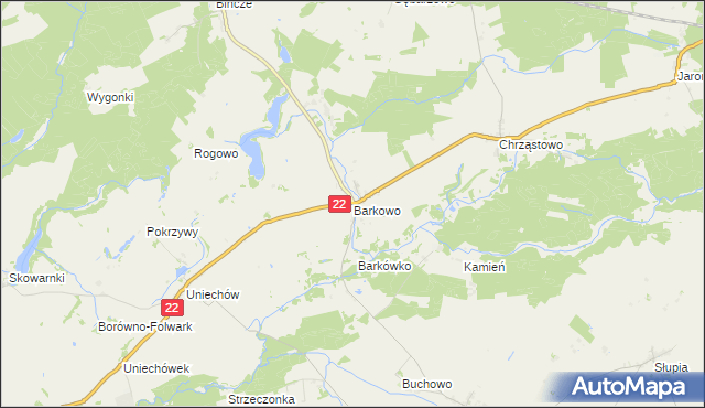 mapa Barkowo gmina Człuchów, Barkowo gmina Człuchów na mapie Targeo