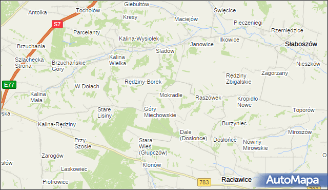 mapa Grzymałów gmina Słaboszów, Grzymałów gmina Słaboszów na mapie Targeo