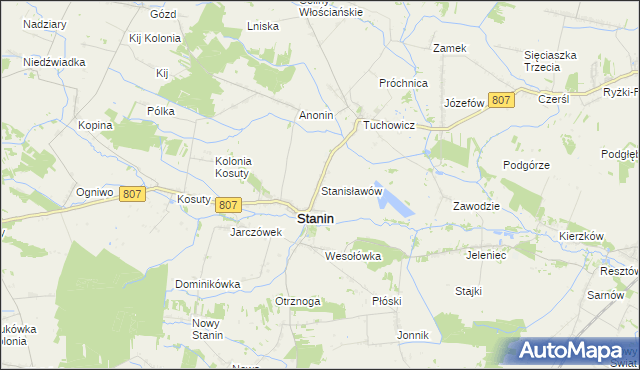 mapa Stanisławów gmina Stanin, Stanisławów gmina Stanin na mapie Targeo