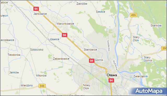 mapa Stanowice gmina Oława, Stanowice gmina Oława na mapie Targeo