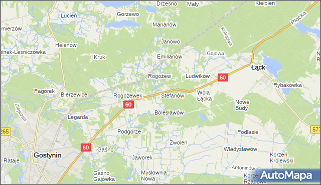 mapa Stefanów gmina Gostynin, Stefanów gmina Gostynin na mapie Targeo