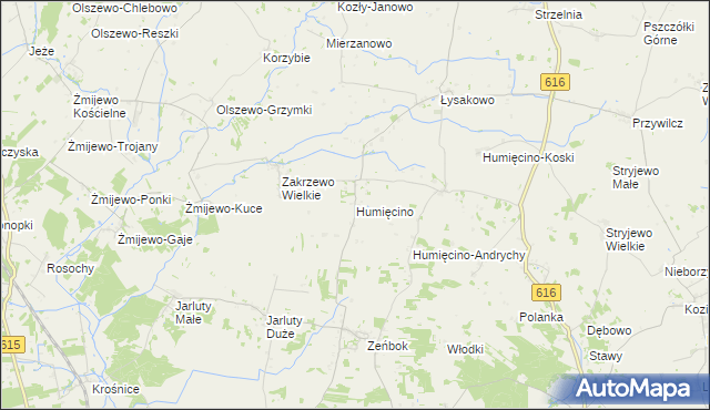 mapa Humięcino, Humięcino na mapie Targeo