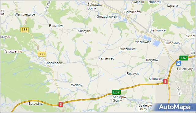 mapa Kamieniec gmina Kłodzko, Kamieniec gmina Kłodzko na mapie Targeo
