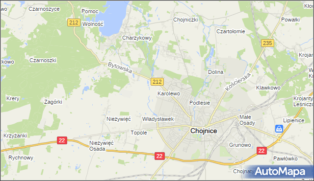 mapa Karolewo gmina Chojnice, Karolewo gmina Chojnice na mapie Targeo