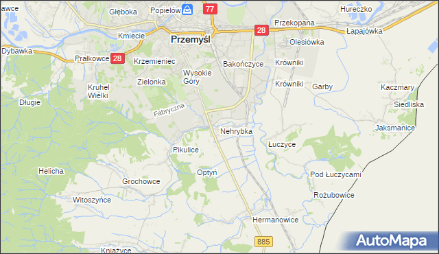 mapa Nehrybka, Nehrybka na mapie Targeo