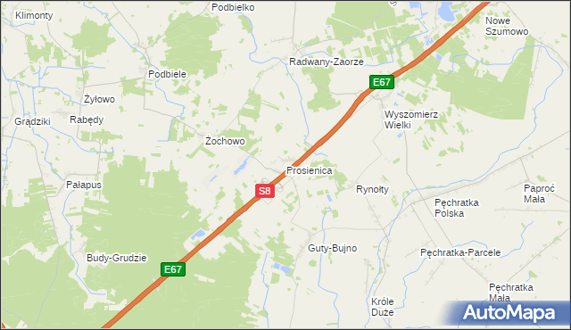 mapa Prosienica, Prosienica na mapie Targeo