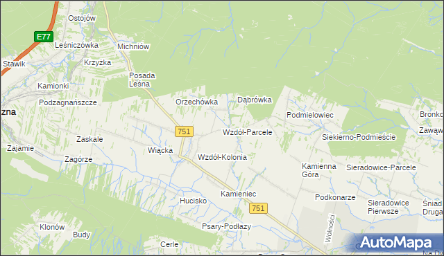 mapa Wzdół-Parcele, Wzdół-Parcele na mapie Targeo