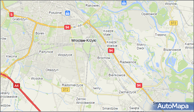 mapa Brochów gmina Wrocław, Brochów gmina Wrocław na mapie Targeo