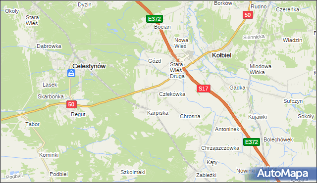 mapa Człekówka, Człekówka na mapie Targeo