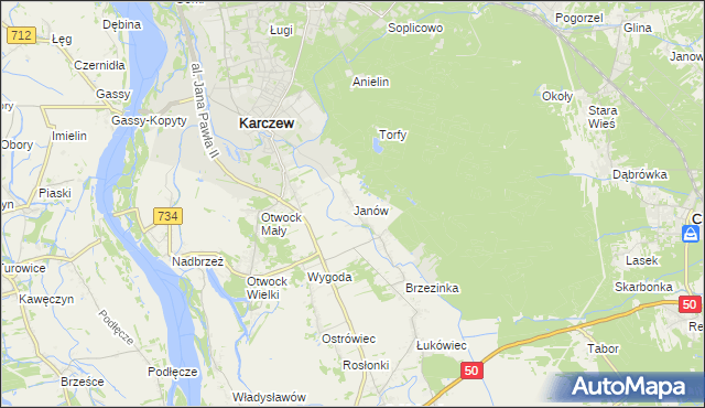 mapa Janów gmina Karczew, Janów gmina Karczew na mapie Targeo