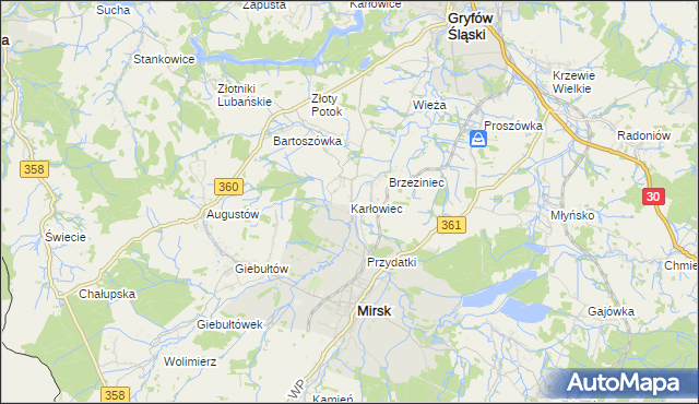 mapa Karłowiec, Karłowiec na mapie Targeo