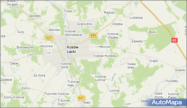 mapa Kosów-Hulidów, Kosów-Hulidów na mapie Targeo