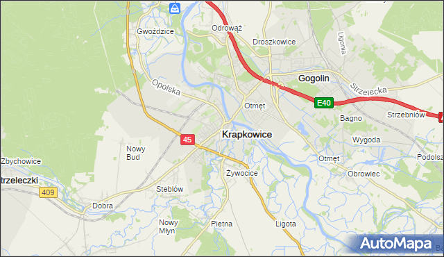 mapa Krapkowice, Krapkowice na mapie Targeo